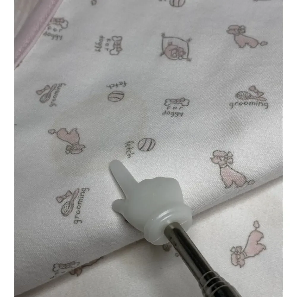 Vintage 2003 Gymboree Posh Poodle Baby Blanket Pink White Striped - STAINS READ